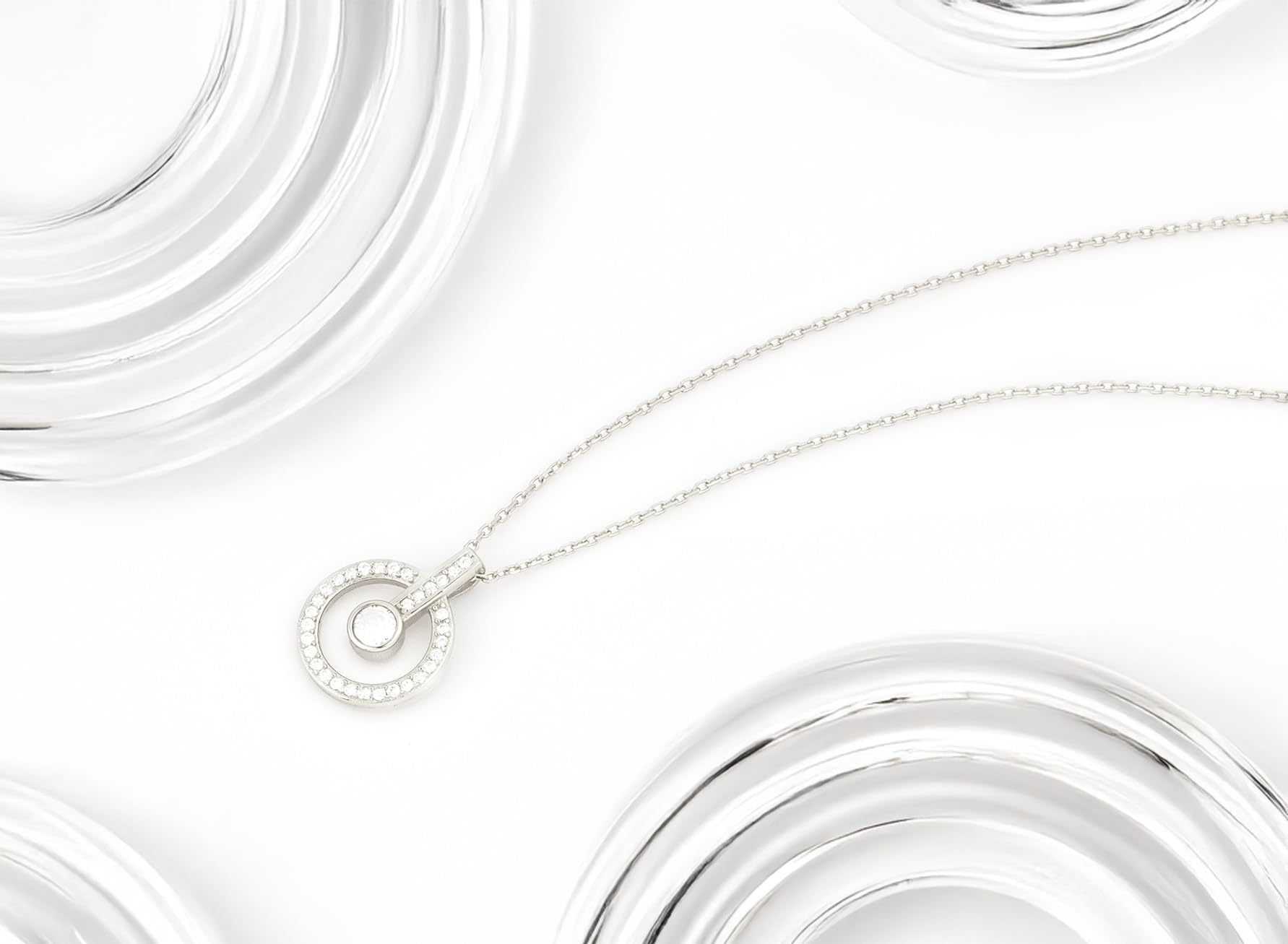 Ti Sento Milano 3964ZY/42 - Ketting met hanger zilver met goudkleurige plating en zirkonia - Lengte verstelbaar 38-48 cm