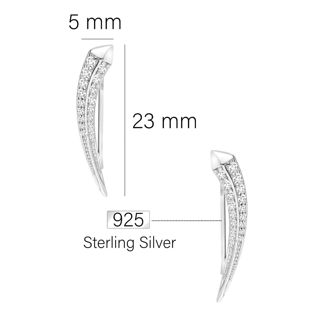 Gebogen Ohrklemme in 925 Silber