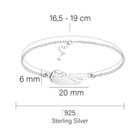 Maßenansicht von Flügel Armband in 925 Silber von Sofia Milani - B0135