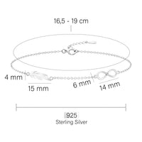 Maßenansicht von Flügel Armband in 925 Silber von Sofia Milani - B0172