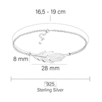 Maßenansicht von Flügel Armband in 925 Silber von Sofia Milani - B0256