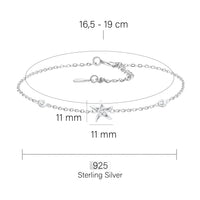 Maßenansicht von Stern Armband in 925 Silber von Sofia Milani - B0274