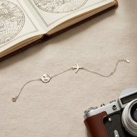 CloseUp Ansicht von Weltkarten Armband in 925 Silber von Sofia Milani - B0291