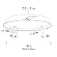 Maßenansicht von Weltkarten Armband in 925 Silber von Sofia Milani - B0291