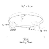 Maßenansicht von Weltkarten Armband in 925 Silber von Sofia Milani - B0291