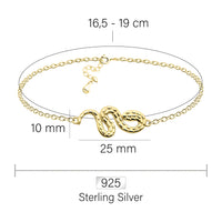 Maßenansicht von Schlangen Armband in 925 Silber von Sofia Milani - B0301