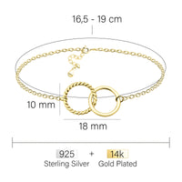 Maßenansicht von Kreis Armband in 925 Silber von Sofia Milani - B0311