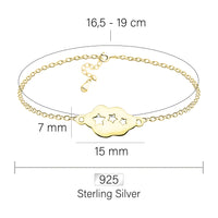 Maßenansicht von Sternen Wolken Armband in 925 Silber von Sofia Milani - B0315