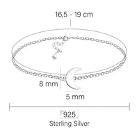 Maßenansicht von Mond Armband in 925 Silber von Sofia Milani - B0316