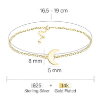 Maßenansicht von Mond Armband in 925 Silber von Sofia Milani - B0317