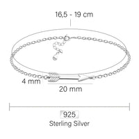 Maßenansicht von Pfeil Armband in 925 Silber von Sofia Milani - B0318