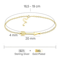 Maßenansicht von Pfeil Armband in 925 Silber von Sofia Milani - B0319