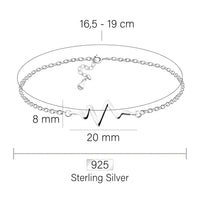 Maßenansicht von Herzschlag Armband in 925 Silber von Sofia Milani - B0324