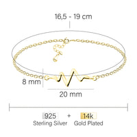 Maßenansicht von Herzschlag Armband in 925 Silber von Sofia Milani - B0325