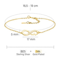 Maßenansicht von Unendlich Infinity Armband in 925 Silber von Sofia Milani - B0333