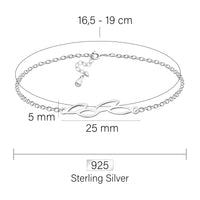 Maßenansicht von Blatt Armband in 925 Silber von Sofia Milani - B0334