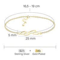 Maßenansicht von Blatt Armband in 925 Silber von Sofia Milani - B0335