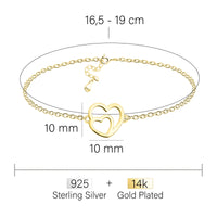 Maßenansicht von Herz Armband in 925 Silber von Sofia Milani - B0337