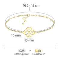 Maßenansicht von Blumen Armband in 925 Silber von Sofia Milani - B0341