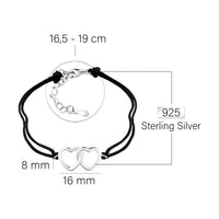 Maßenansicht von Herz Armband in 925 Silber von Sofia Milani - B0348