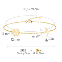 Maßenansicht von Weltkarten Armband in 925 Silber von Sofia Milani - B0355