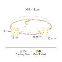 Maßenansicht von Weltkarten Armband in 925 Silber von Sofia Milani - B0355