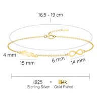 Maßenansicht von Flügel Armband in 925 Silber von Sofia Milani - B0357
