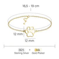 Maßenansicht von Pfoten Armband in 925 Silber von Sofia Milani - B0358