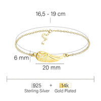 Maßenansicht von Flügel Armband in 925 Silber von Sofia Milani - B0359