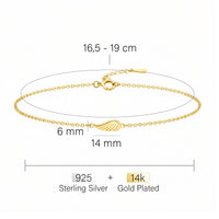 Maßenansicht von Flügel Armband in 925 Silber von Sofia Milani - B0360