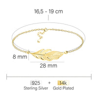 Maßenansicht von Flügel Armband in 925 Silber von Sofia Milani - B0361