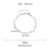 Maßenansicht von Doppeltes Herz Armband in 925 Silber von Sofia Milani - B0363