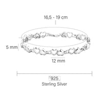 Maßenansicht von Doppeltes Herz Armband in 925 Silber von Sofia Milani - B0365
