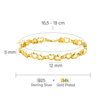 Maßenansicht von Doppeltes Herz Armband in 925 Silber von Sofia Milani - B0366