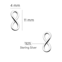Maßenansicht von Unendlich Infinity Ohrstecker in 925 Silber von Sofia Milani - E0145