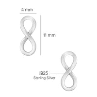 Maßenansicht von Unendlich Infinity Ohrstecker in 925 Silber von Sofia Milani - E0145