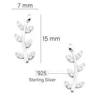 Maßenansicht von Blatt Ohrstecker in 925 Silber von Sofia Milani - E0201