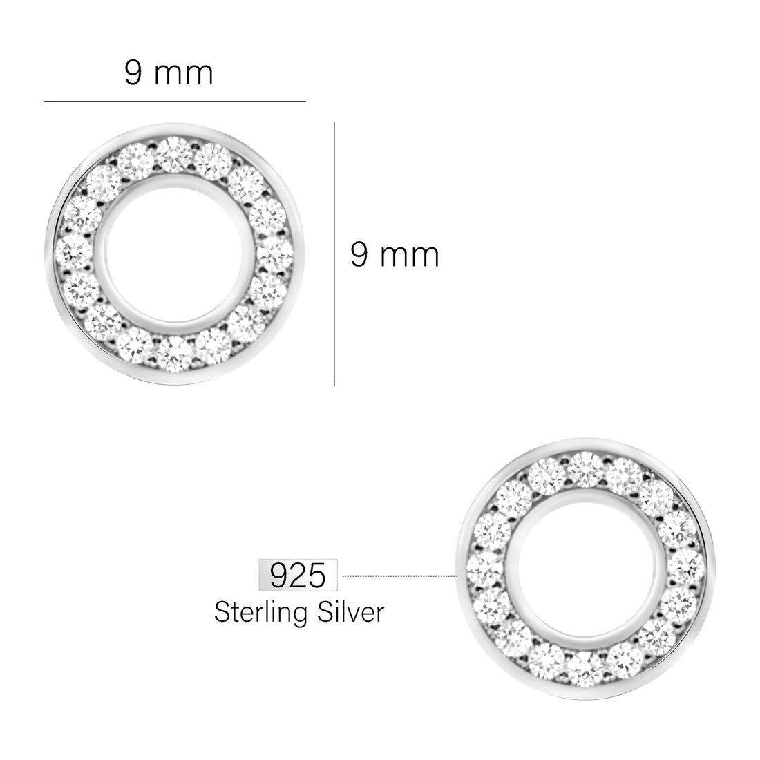 Kreis Ohrstecker in 925 Silber