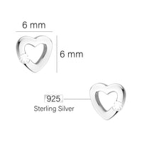 Maßenansicht von Herz Ohrstecker in 925 Silber von Sofia Milani - E0356