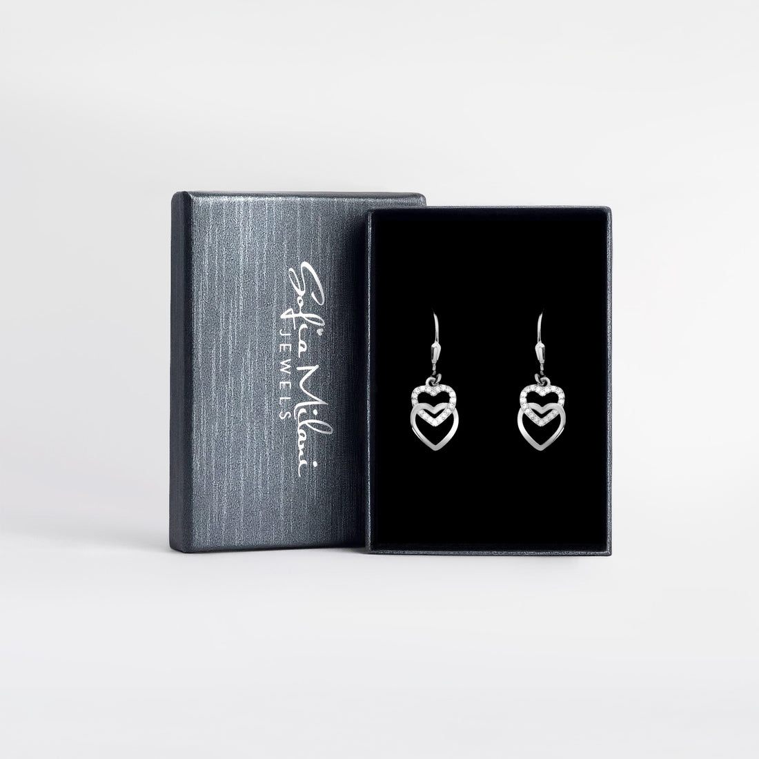 Boxansicht von Herz Ohrhänger in 925 Silber von Sofia Milani - E0453