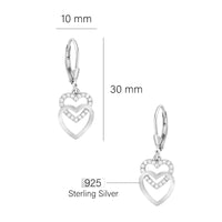 Maßenansicht von Herz Ohrhänger in 925 Silber von Sofia Milani - E0453