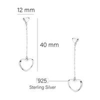 Maßenansicht von Herz Ohrhänger in 925 Silber von Sofia Milani - E0529