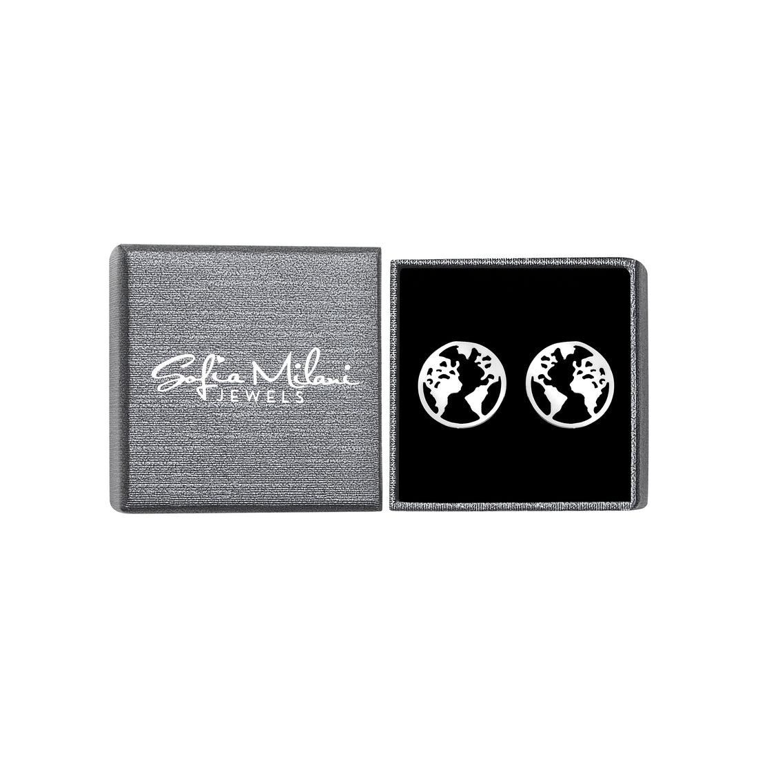 Boxansicht von Welt Ohrstecker in 925 Silber von Sofia Milani - E0534