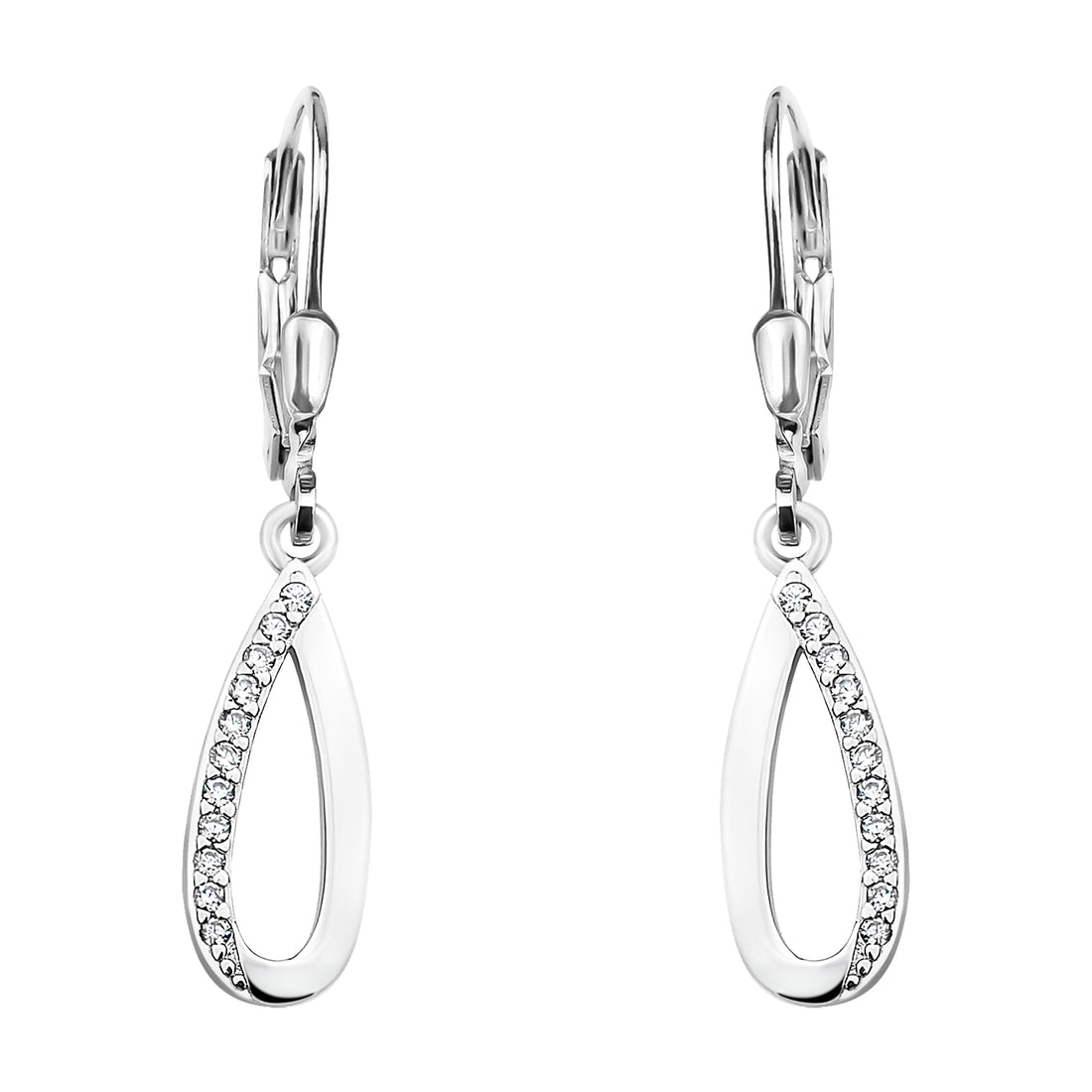 Haupt- und Seitenansicht von Oval Ohrhänger in 925 Silber von Sofia Milani - E0565