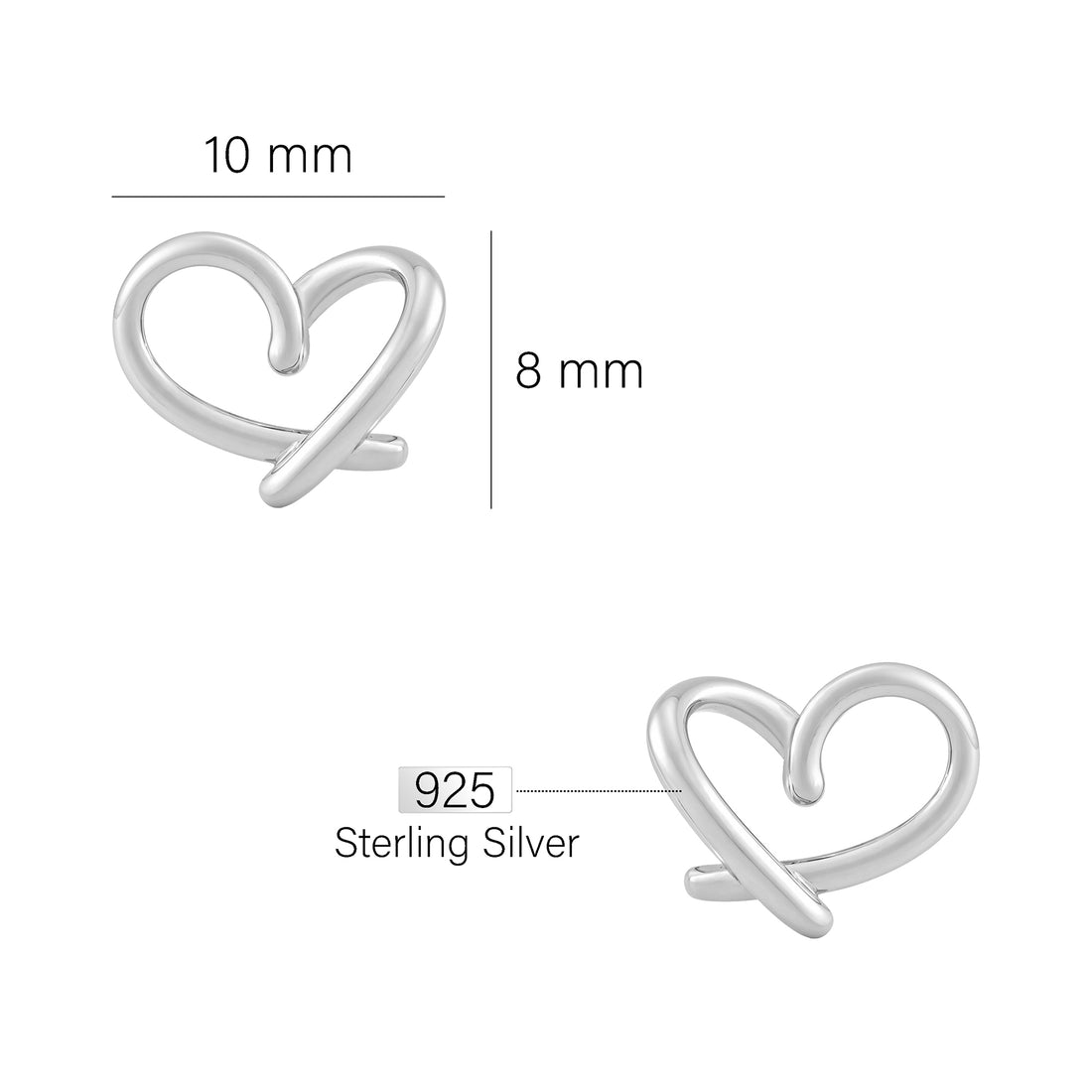 Herz Ohrstecker in 925 Silber