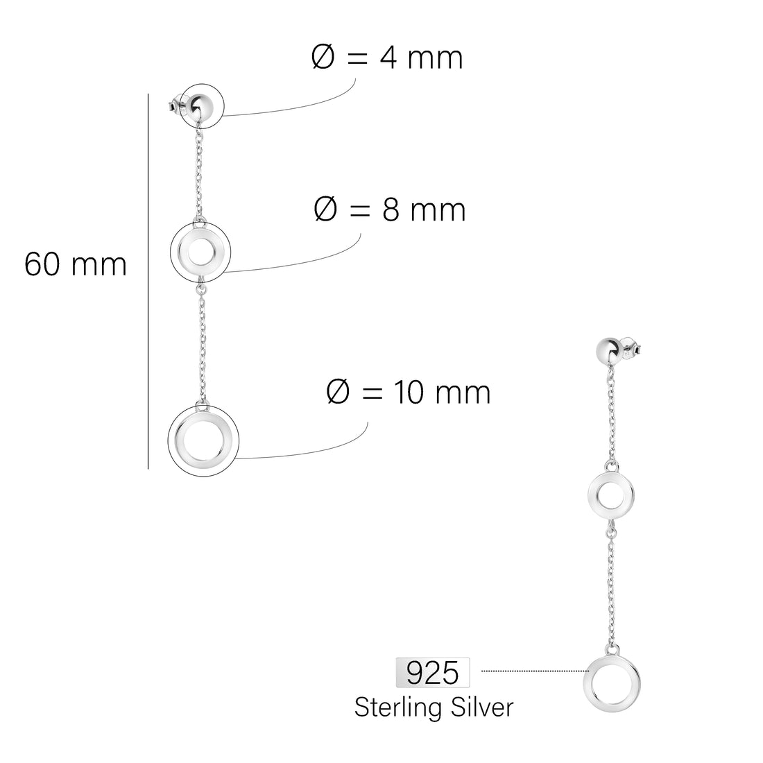 Kreis Ohrhänger in 925 Silber