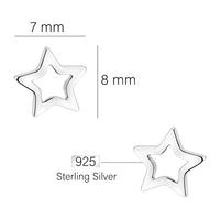 Maßenansicht von Stern Ohrstecker in 925 Silber von Sofia Milani - E0685