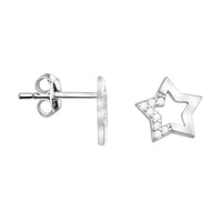 Haupt- und Seitenansicht von Stern Ohrstecker in 925 Silber von Sofia Milani - E0749