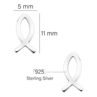 Maßenansicht von Fisch Ohrstecker in 925 Silber von Sofia Milani - E0757