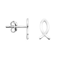 Haupt- und Seitenansicht von Fisch Ohrstecker in 925 Silber von Sofia Milani - E0757